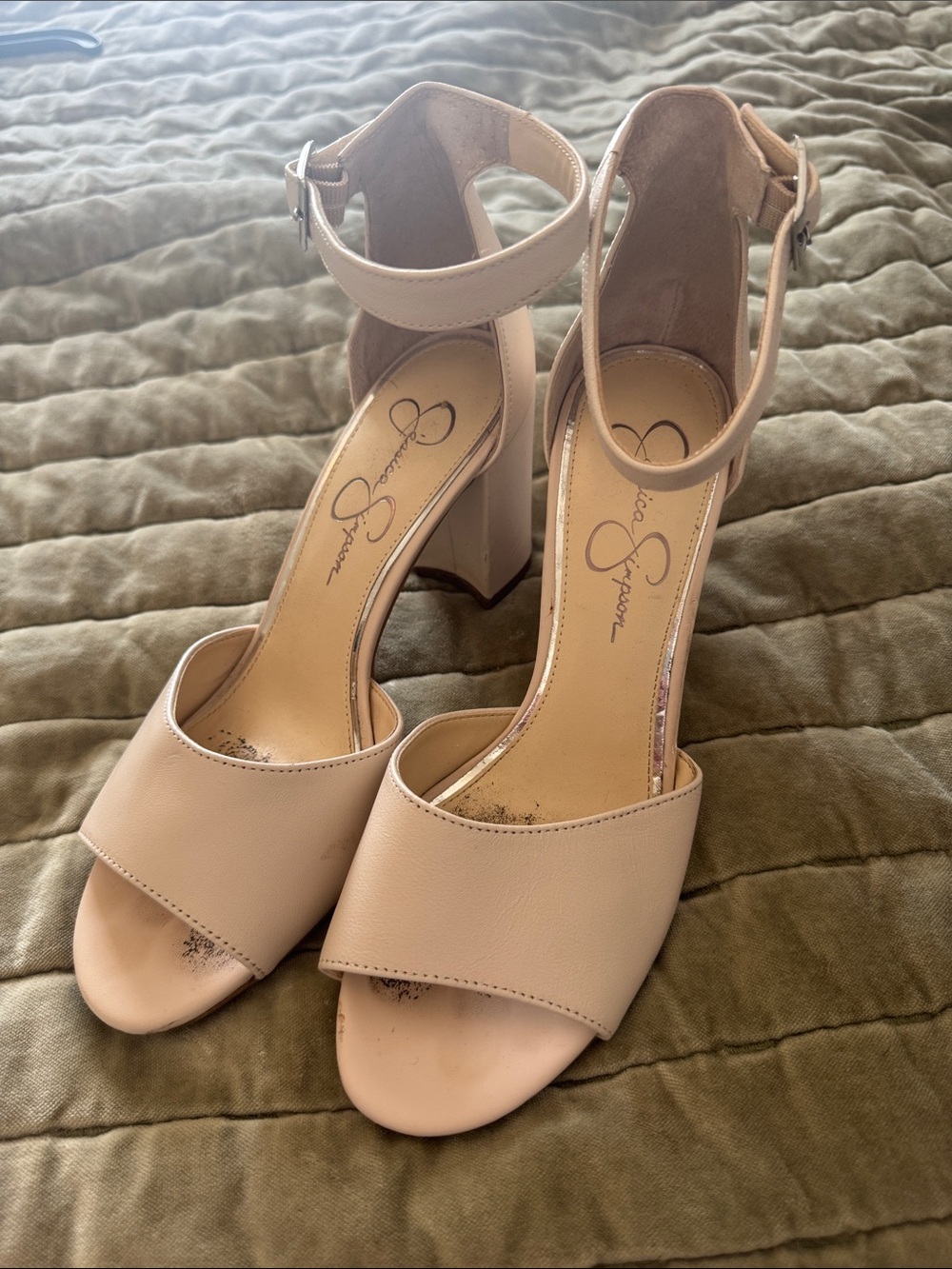 Jessica Simpson Blush Open-Toe Block Heel Ankle-Strap Sandals